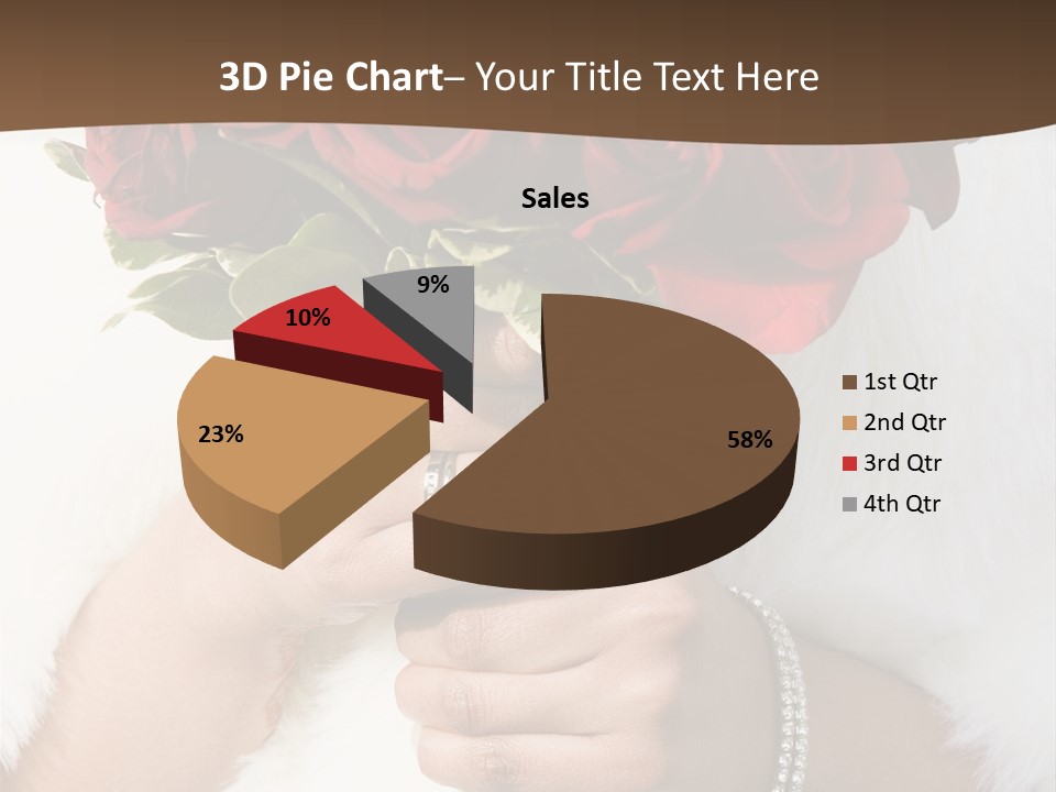 Winter Bride In Beautirul Fur Shawl Holding Bouquet Of Red Roses PowerPoint Template