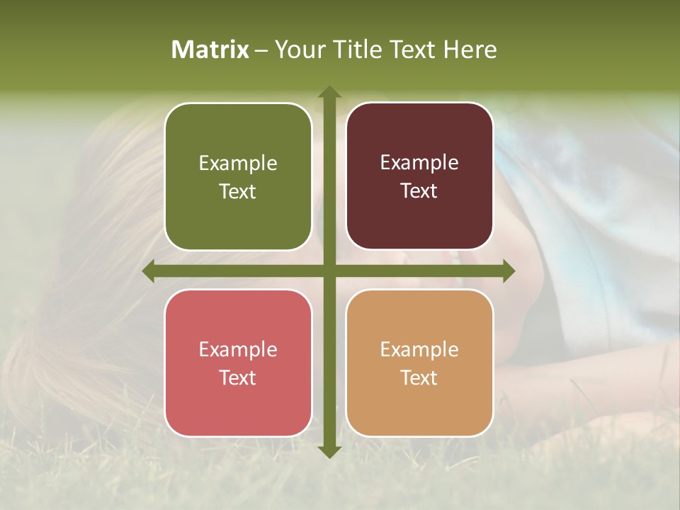 Six Year Old Boy Lying Down In The Grass. PowerPoint Template