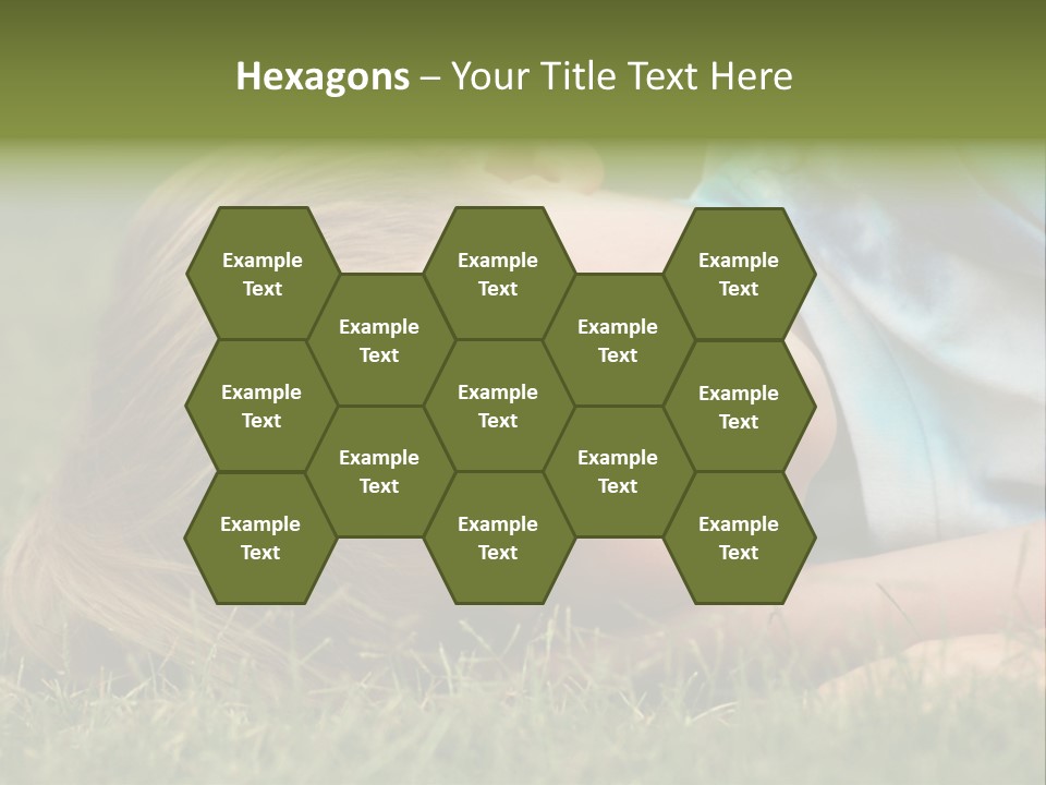 Six Year Old Boy Lying Down In The Grass. PowerPoint Template