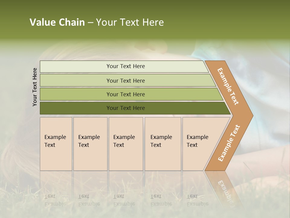 Six Year Old Boy Lying Down In The Grass. PowerPoint Template