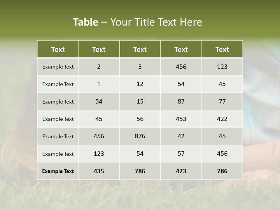 Six Year Old Boy Lying Down In The Grass. PowerPoint Template