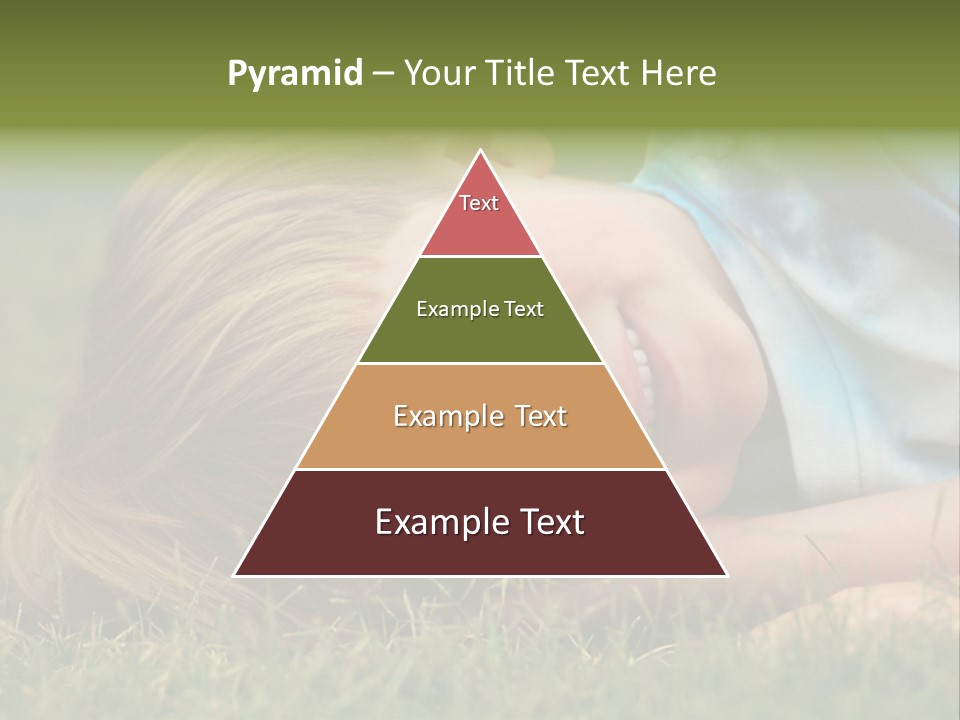 Six Year Old Boy Lying Down In The Grass. PowerPoint Template