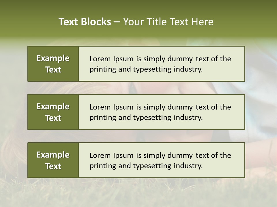 Six Year Old Boy Lying Down In The Grass. PowerPoint Template