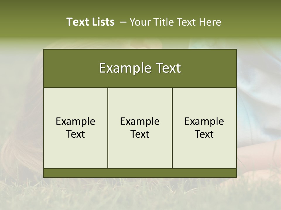 Six Year Old Boy Lying Down In The Grass. PowerPoint Template