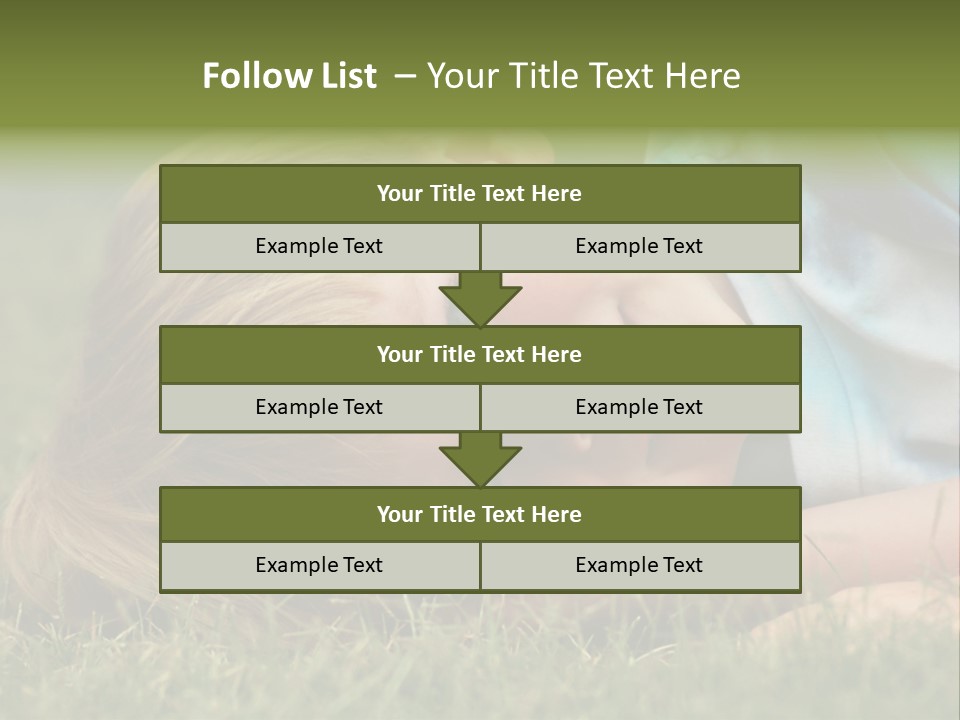 Six Year Old Boy Lying Down In The Grass. PowerPoint Template