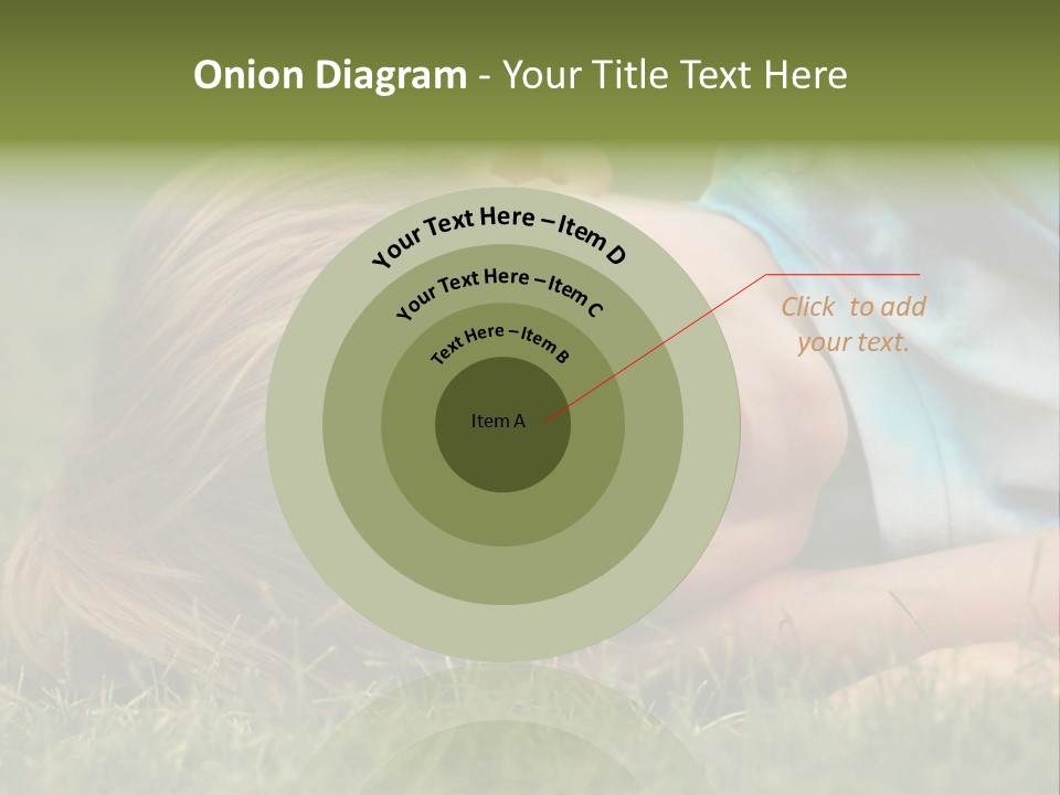Six Year Old Boy Lying Down In The Grass. PowerPoint Template