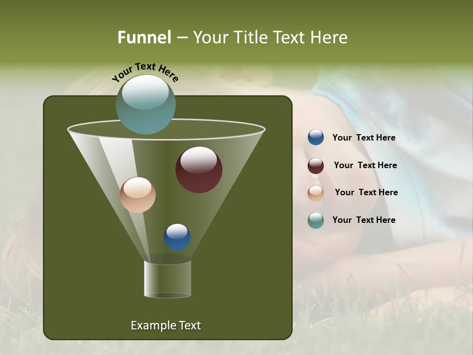 Six Year Old Boy Lying Down In The Grass. PowerPoint Template