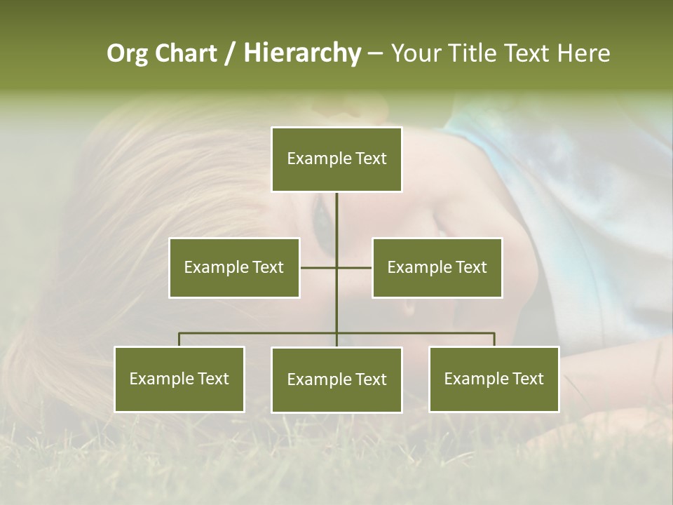 Six Year Old Boy Lying Down In The Grass. PowerPoint Template