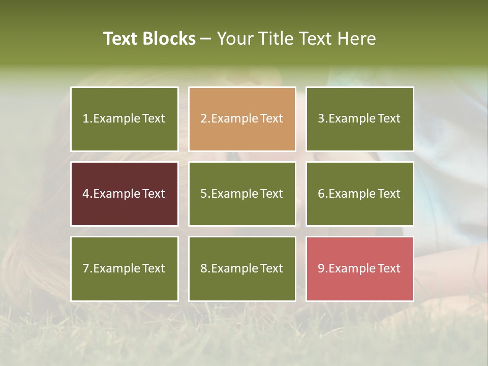 Six Year Old Boy Lying Down In The Grass. PowerPoint Template