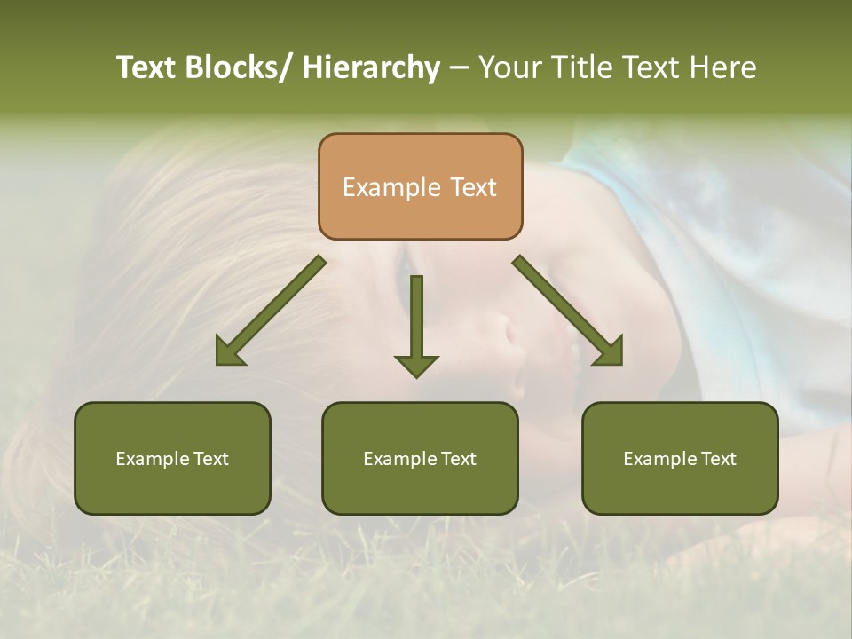 Six Year Old Boy Lying Down In The Grass. PowerPoint Template