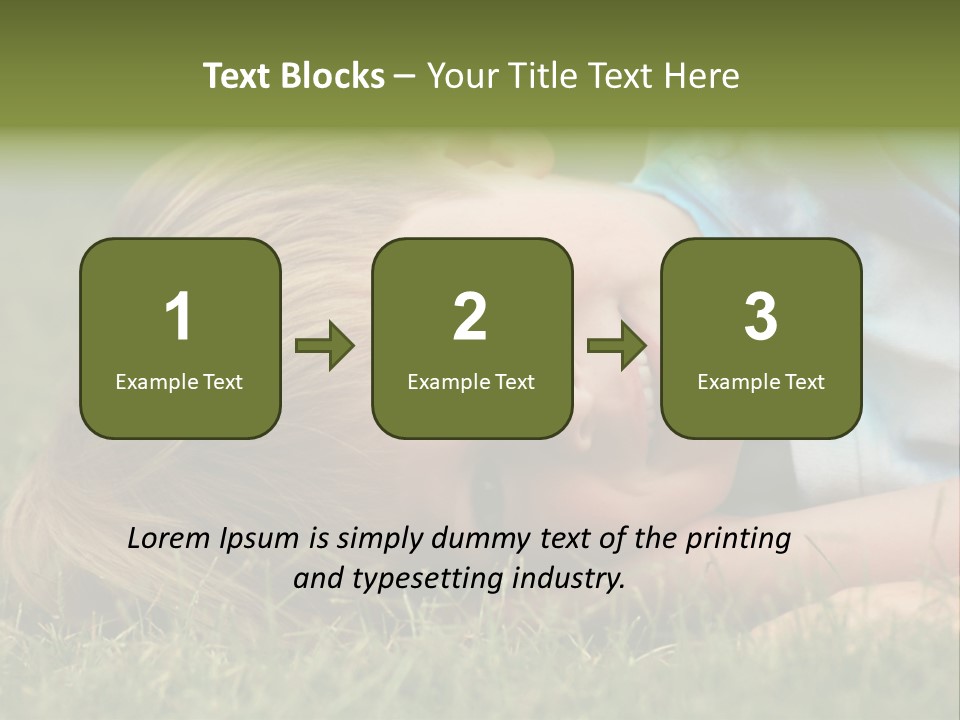 Six Year Old Boy Lying Down In The Grass. PowerPoint Template