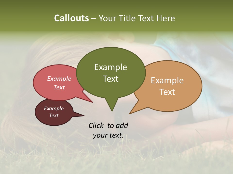 Six Year Old Boy Lying Down In The Grass. PowerPoint Template