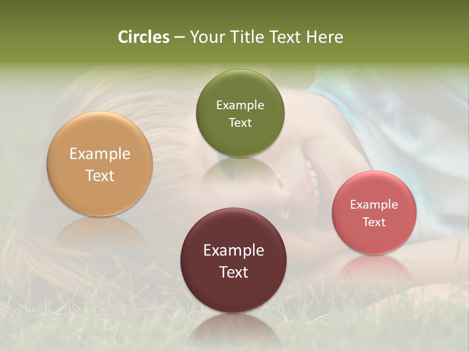 Six Year Old Boy Lying Down In The Grass. PowerPoint Template