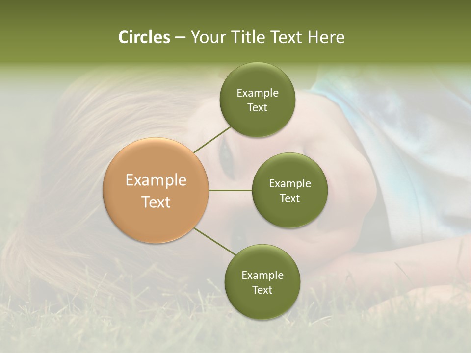 Six Year Old Boy Lying Down In The Grass. PowerPoint Template