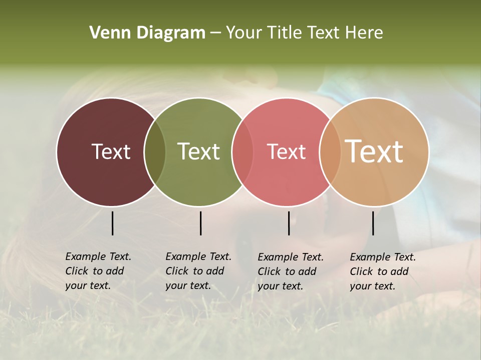 Six Year Old Boy Lying Down In The Grass. PowerPoint Template
