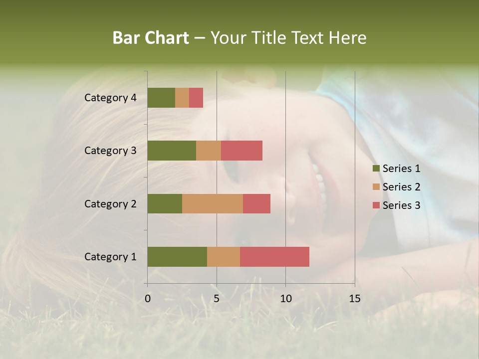 Six Year Old Boy Lying Down In The Grass. PowerPoint Template