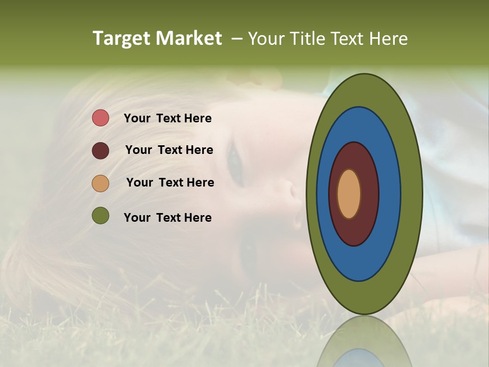 Six Year Old Boy Lying Down In The Grass. PowerPoint Template