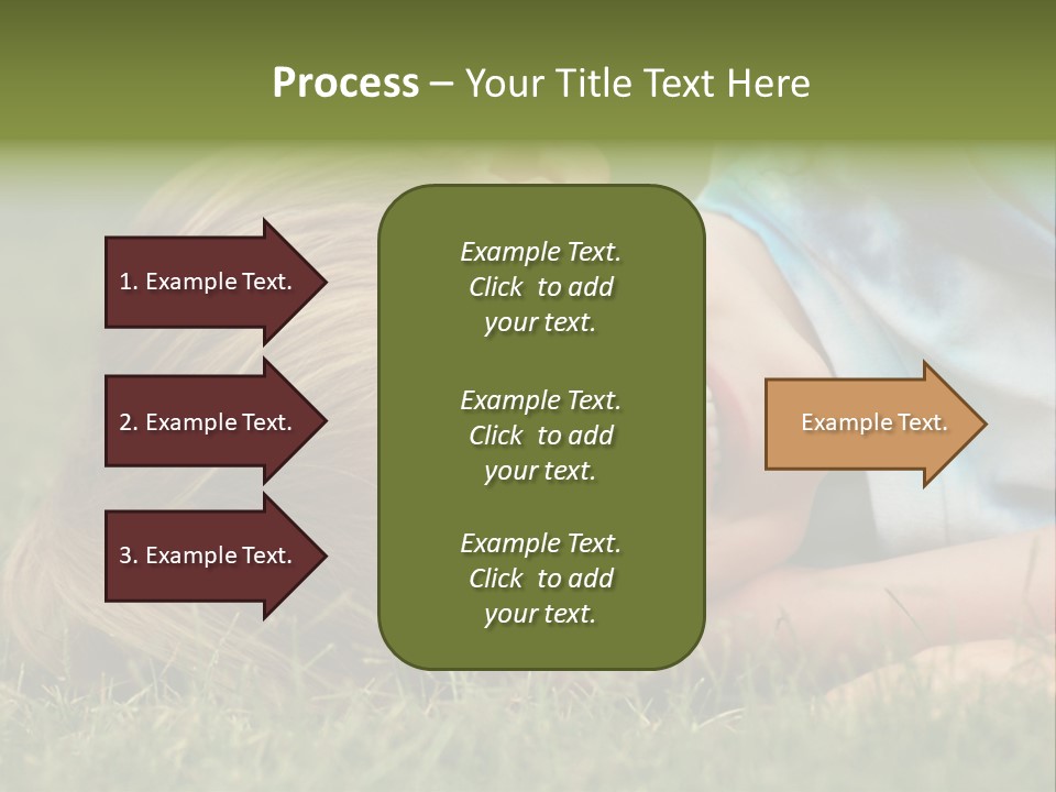 Six Year Old Boy Lying Down In The Grass. PowerPoint Template