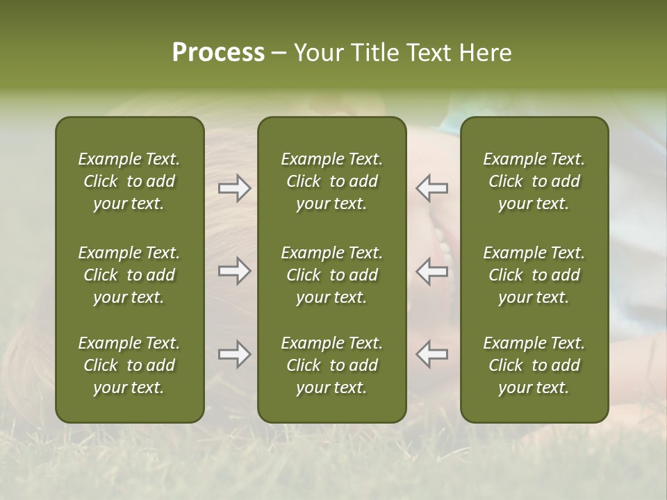 Six Year Old Boy Lying Down In The Grass. PowerPoint Template