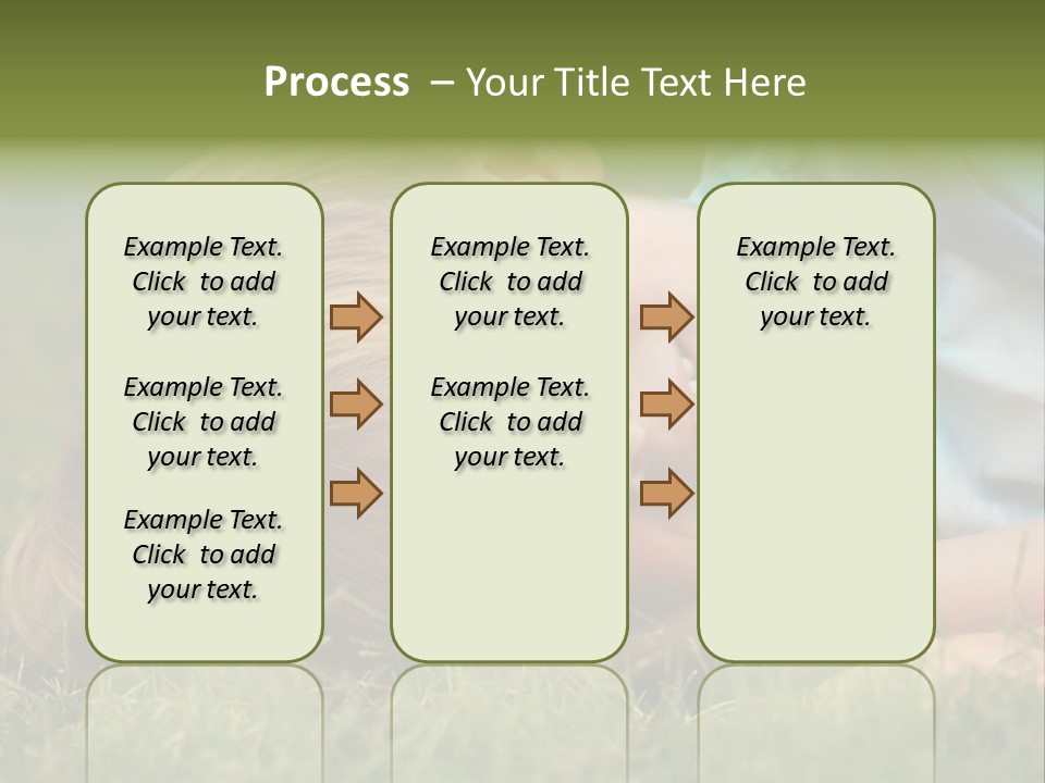 Six Year Old Boy Lying Down In The Grass. PowerPoint Template