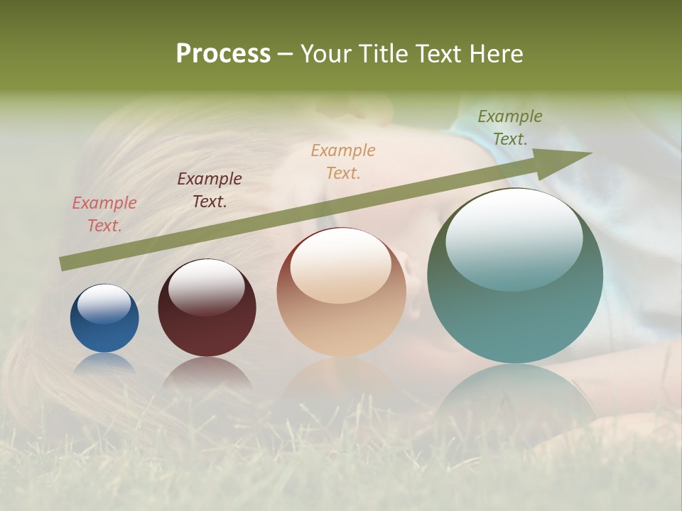 Six Year Old Boy Lying Down In The Grass. PowerPoint Template