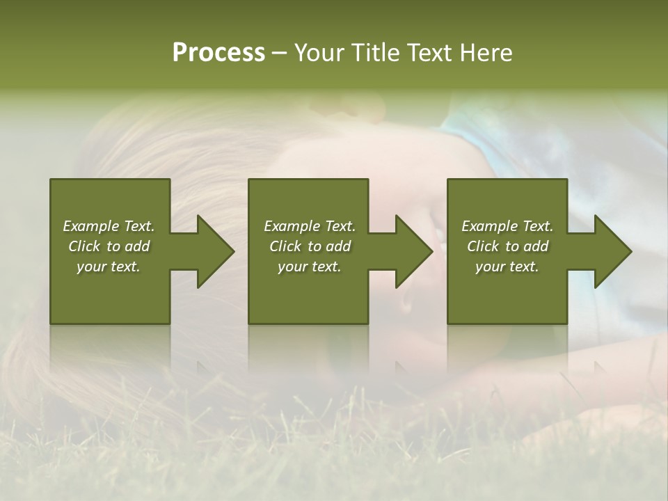Six Year Old Boy Lying Down In The Grass. PowerPoint Template