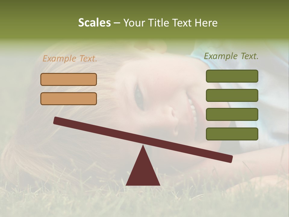 Six Year Old Boy Lying Down In The Grass. PowerPoint Template