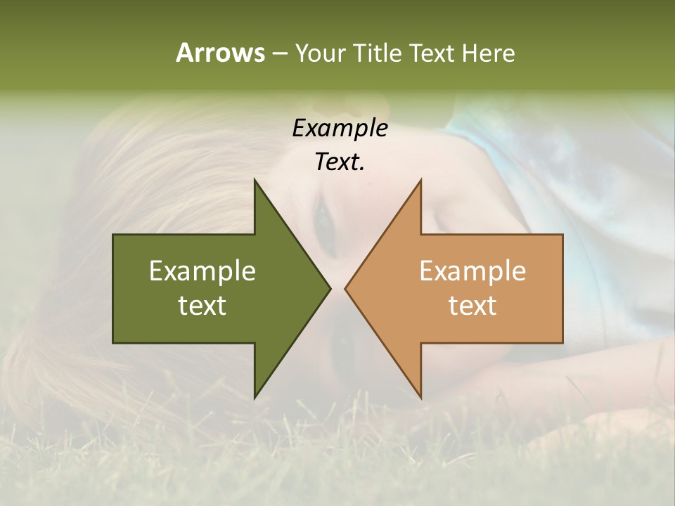 Six Year Old Boy Lying Down In The Grass. PowerPoint Template