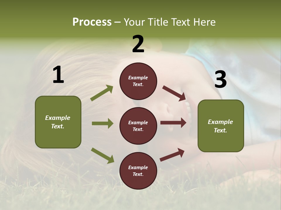 Six Year Old Boy Lying Down In The Grass. PowerPoint Template