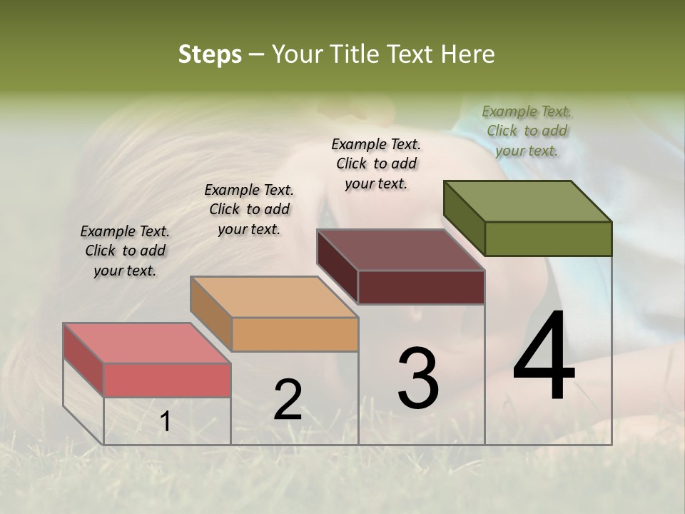 Six Year Old Boy Lying Down In The Grass. PowerPoint Template