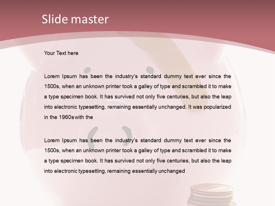 Piggy Bank With Band-Aid. Symbolizes Health-Care Costs PowerPoint Template