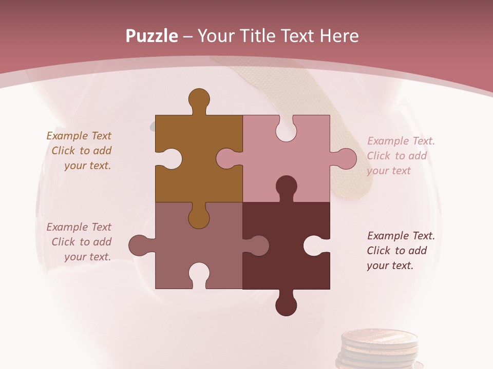 Piggy Bank With Band-Aid. Symbolizes Health-Care Costs PowerPoint Template