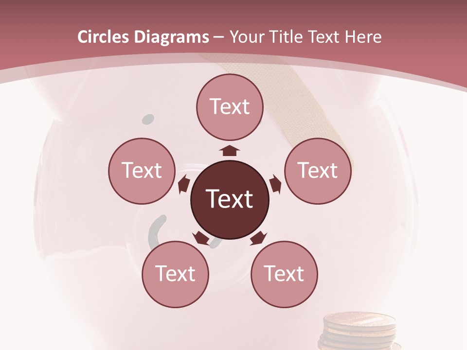 Piggy Bank With Band-Aid. Symbolizes Health-Care Costs PowerPoint Template