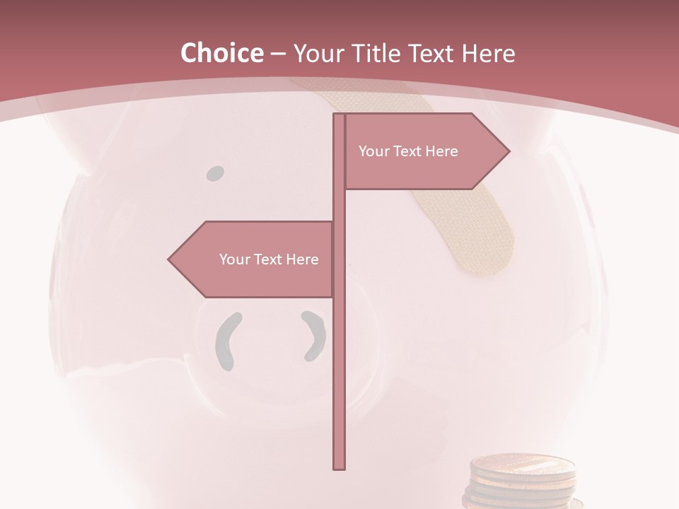Piggy Bank With Band-Aid. Symbolizes Health-Care Costs PowerPoint Template