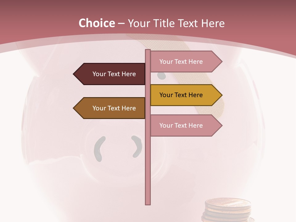 Piggy Bank With Band-Aid. Symbolizes Health-Care Costs PowerPoint Template