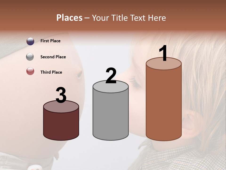 Little Boy Looking At His Mother's Belly. PowerPoint Template