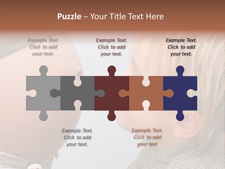 Little Boy Looking At His Mother's Belly. PowerPoint Template