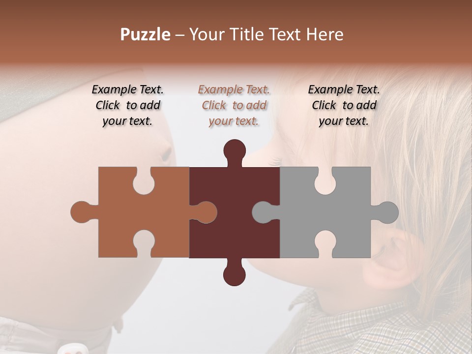 Little Boy Looking At His Mother's Belly. PowerPoint Template