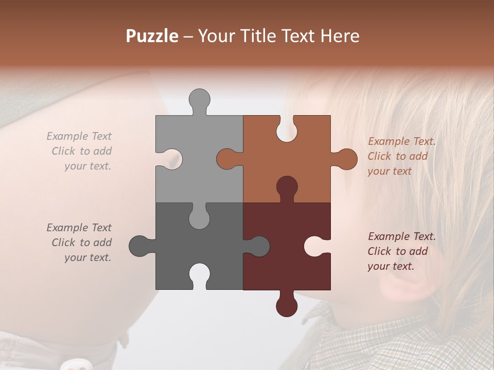 Little Boy Looking At His Mother's Belly. PowerPoint Template