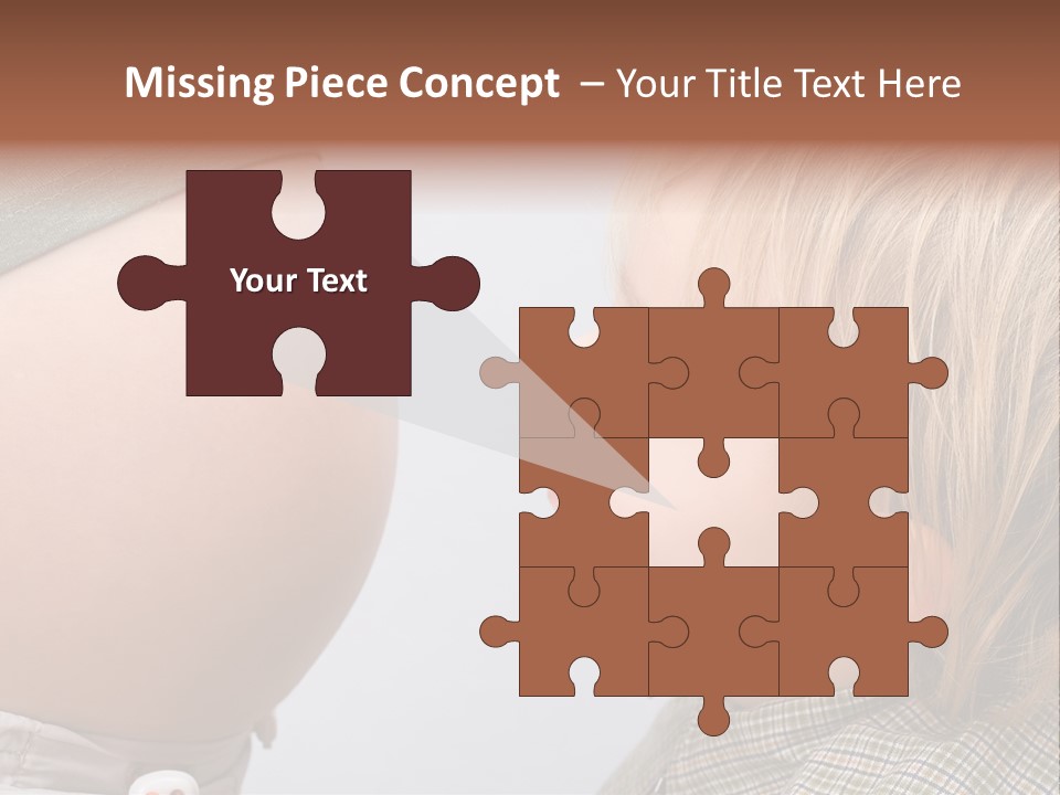 Little Boy Looking At His Mother's Belly. PowerPoint Template