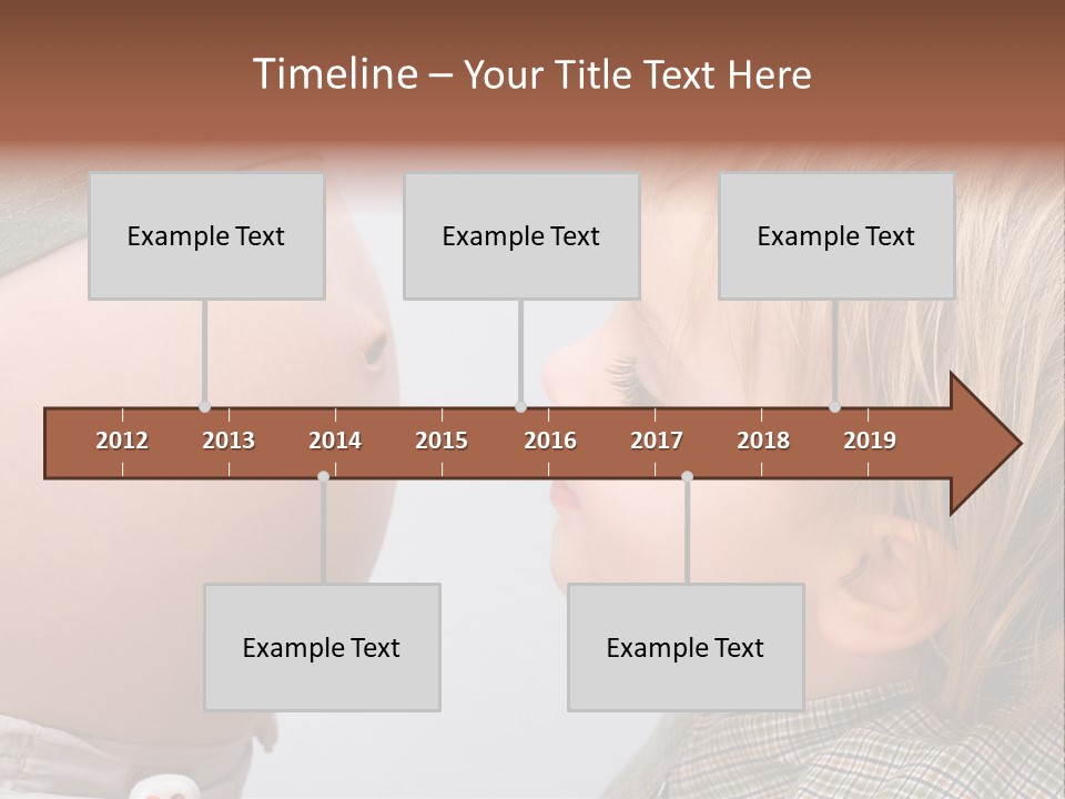 Little Boy Looking At His Mother's Belly. PowerPoint Template