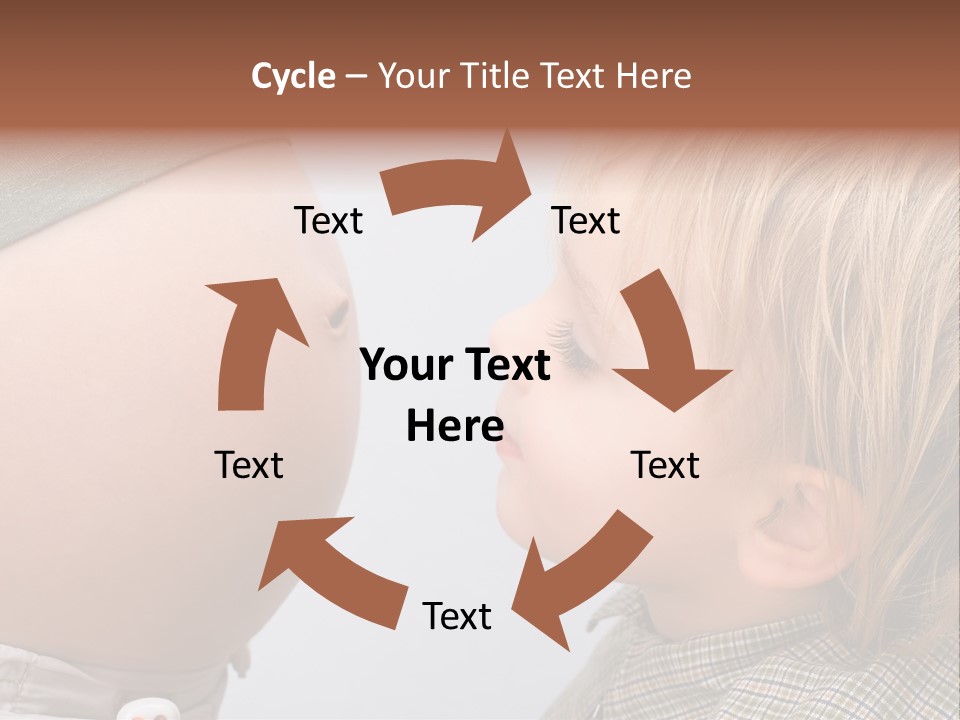 Little Boy Looking At His Mother's Belly. PowerPoint Template
