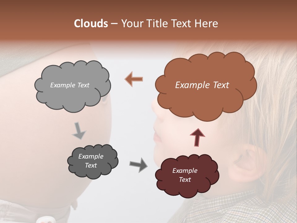 Little Boy Looking At His Mother's Belly. PowerPoint Template