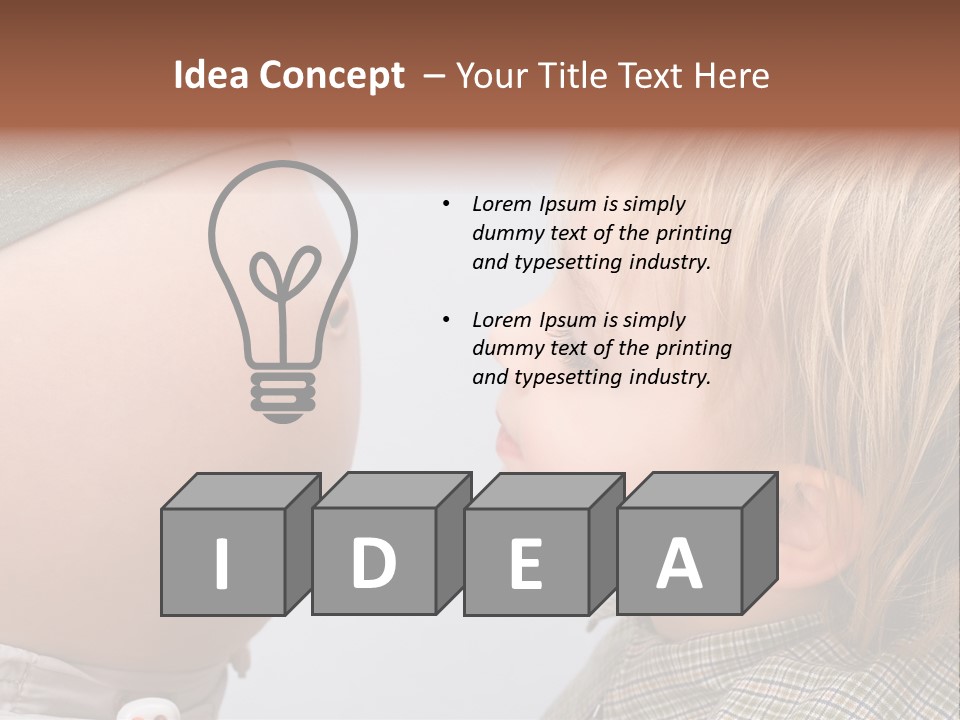 Little Boy Looking At His Mother's Belly. PowerPoint Template