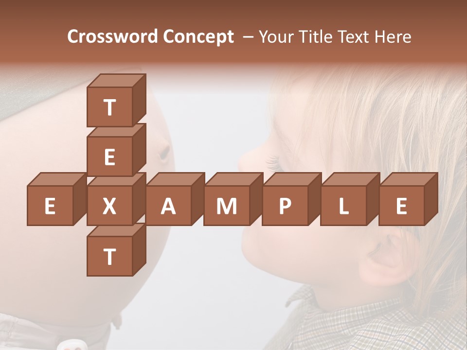 Little Boy Looking At His Mother's Belly. PowerPoint Template