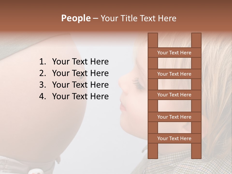 Little Boy Looking At His Mother's Belly. PowerPoint Template