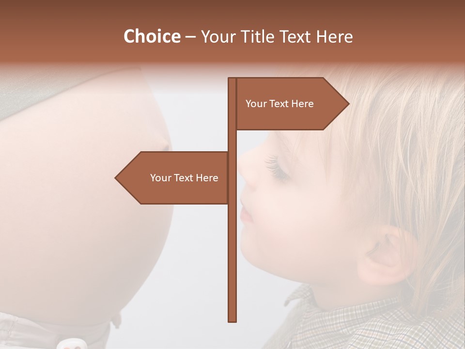 Little Boy Looking At His Mother's Belly. PowerPoint Template