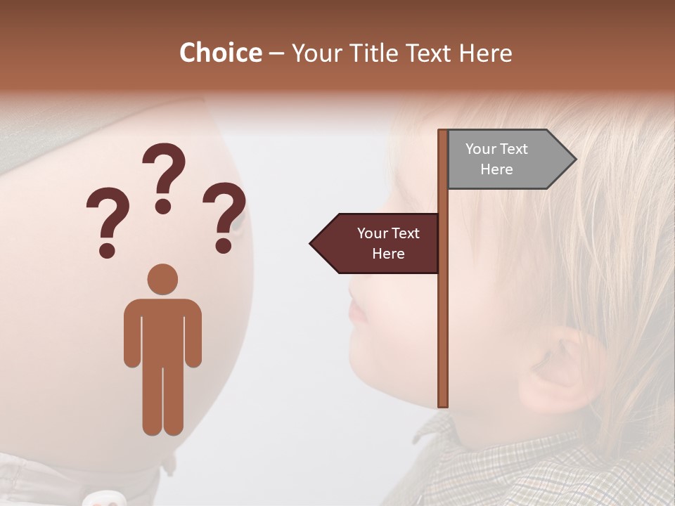 Little Boy Looking At His Mother's Belly. PowerPoint Template