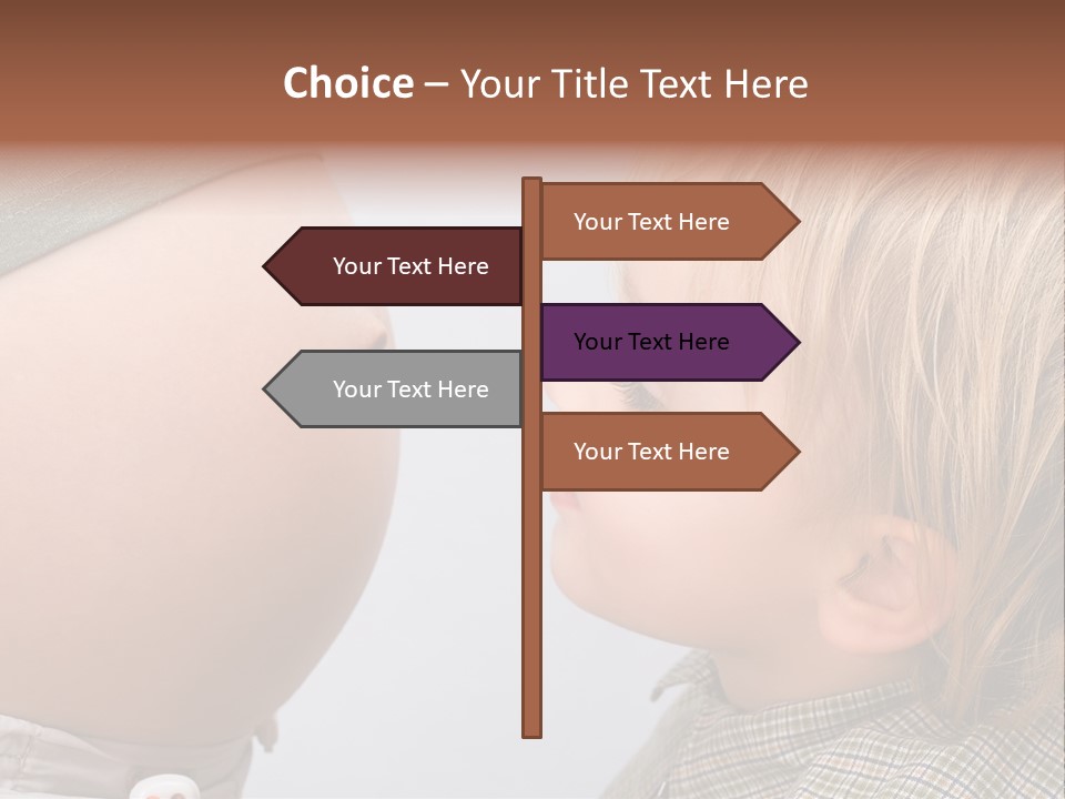 Little Boy Looking At His Mother's Belly. PowerPoint Template