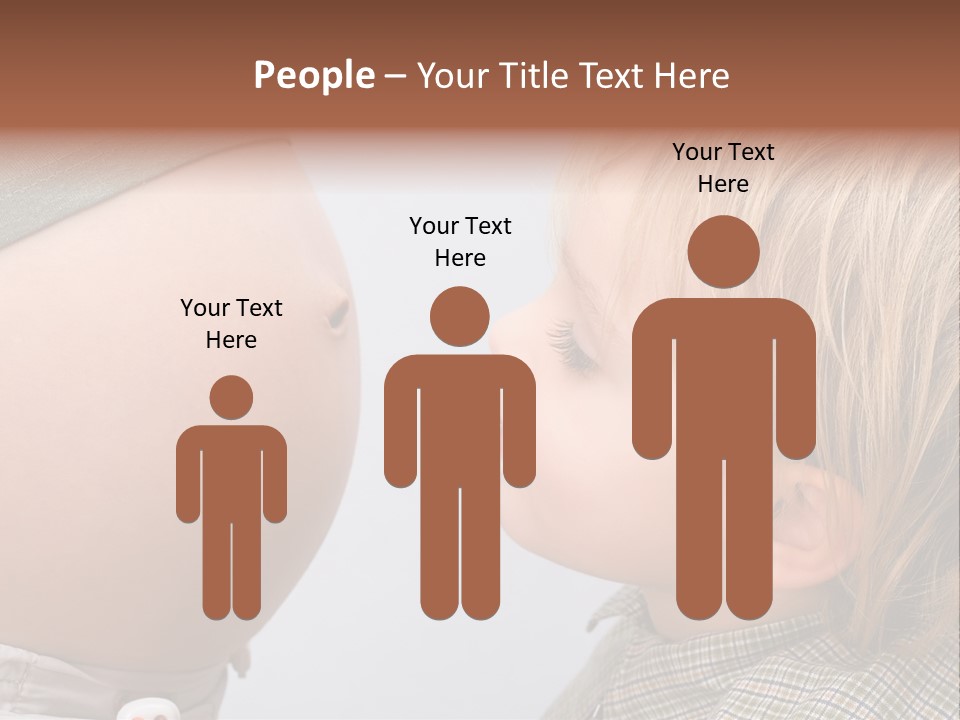 Little Boy Looking At His Mother's Belly. PowerPoint Template